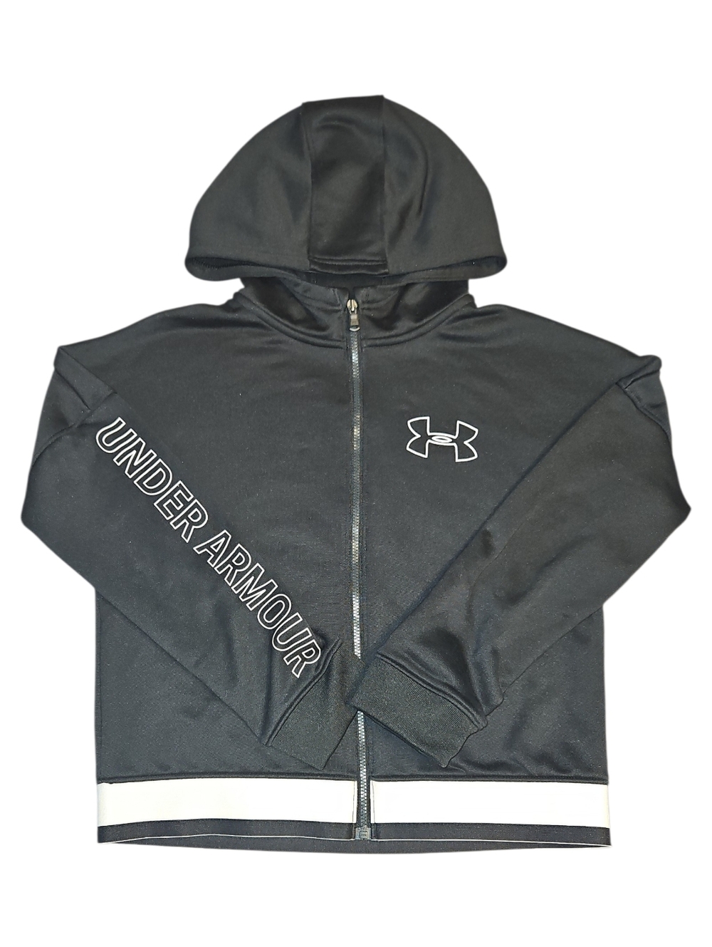 Under Armour Black Kids Zip-Up Hoodie with White Logo Medium